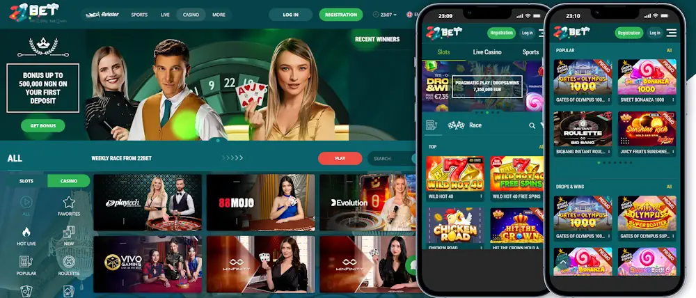 22Bet Casino Desktop and Mobile Screenshot